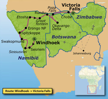 Familiereis Namibië, Botswana en Zimbabwe